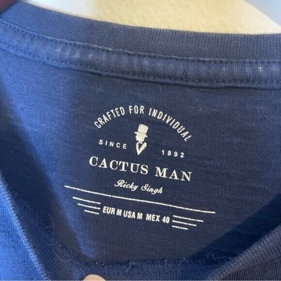 Cactus Man Men's Dark Blue Striped Shirt Size M - Picture 3 of 3